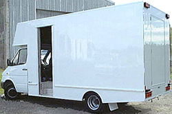 Walk-through tool van with sliding door